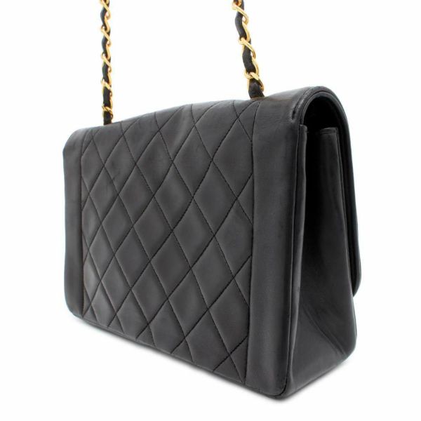 シャネル チェーンショルダーバッグ マトラッセ25 ココマーク ダイアナ ラムスキン A01165 CHANEL 黒