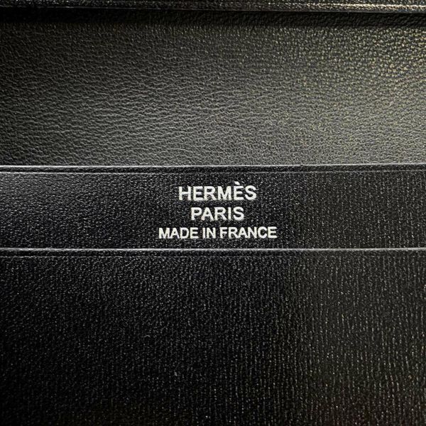 エルメス カードケース ベアン ブラック/シルバー金具 ボックスカーフ W刻印 HERMES 名刺入れ 黒