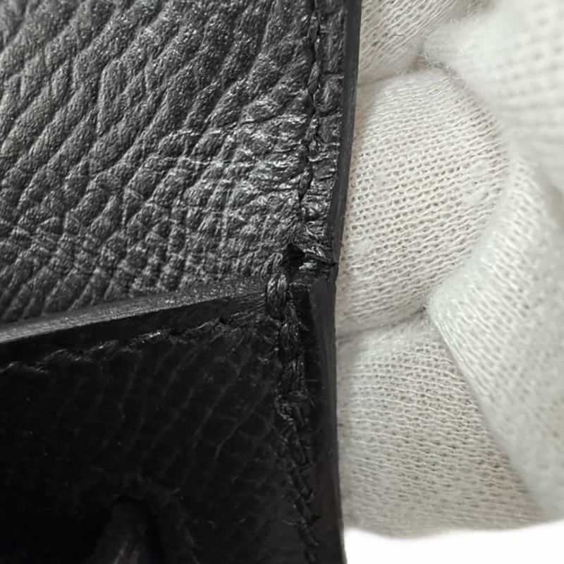 エルメス ハンドバッグ ケリー25 外縫い ブラック/シルバー金具 エプソン W刻印 2wayショルダー 黒