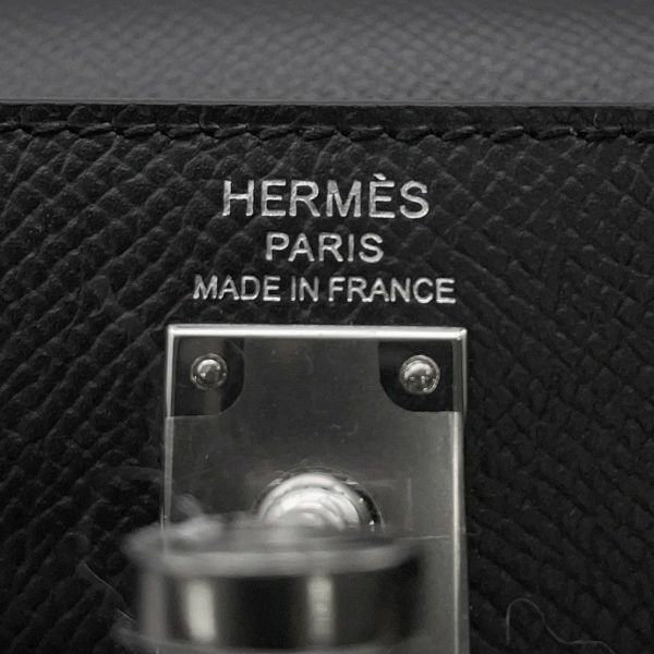 エルメス ハンドバッグ ケリー25 外縫い ブラック/シルバー金具 エプソン W刻印 2wayショルダー 黒