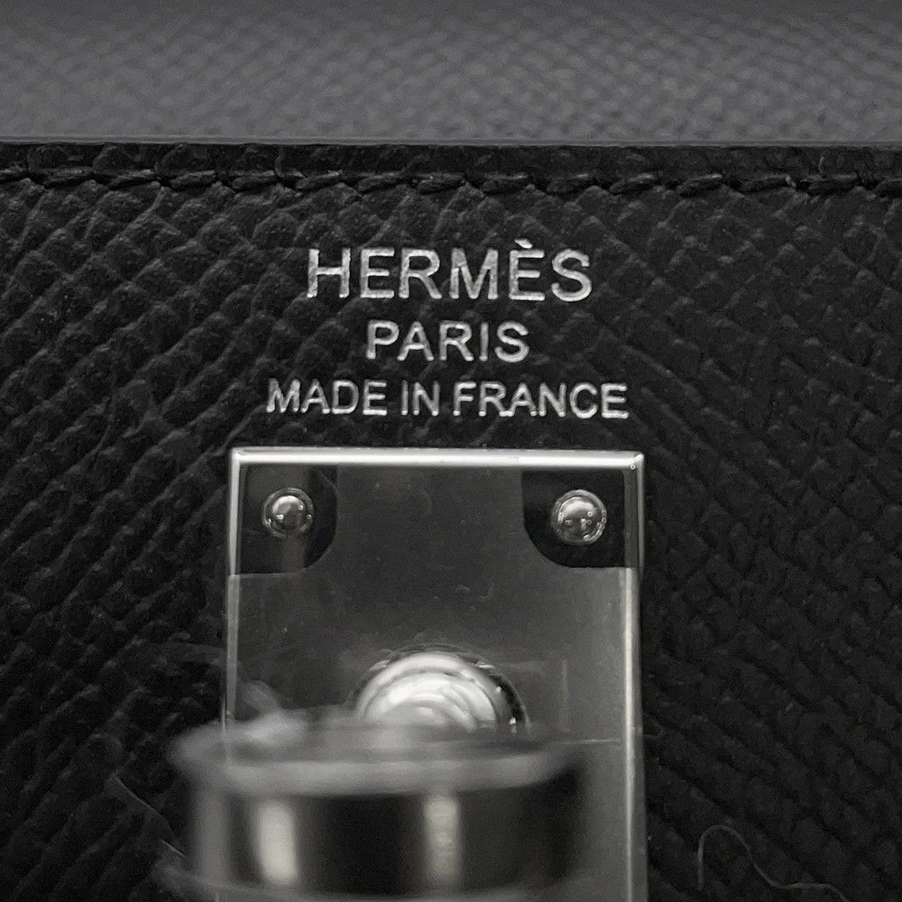 エルメス ハンドバッグ ケリー25 外縫い ブラック/シルバー金具 エプソン W刻印 2wayショルダー 黒