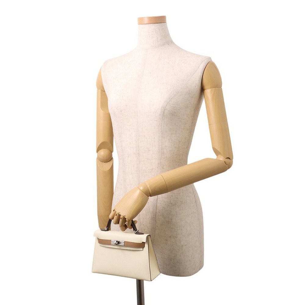 エルメス ミニケリー2 外縫い トリコロール ナタ/チャイ/グリアスファルト/シルバー金具 エプソン U刻印 2wayショルダー