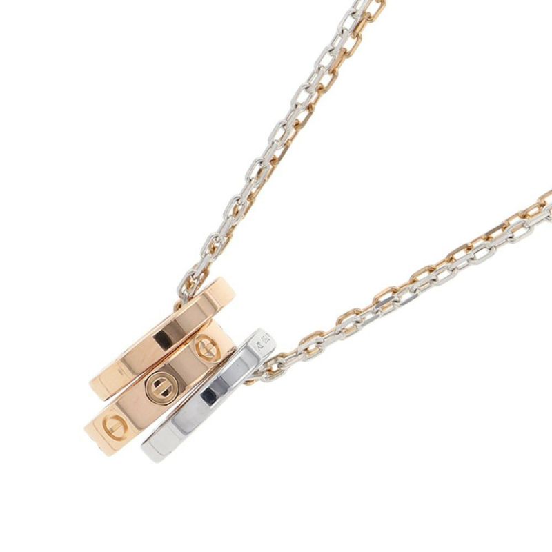 カルティエ ネックレス LOVE ネックレス ダイヤモンド 6P 計0.01ct K18PG/K18WG B7219700 ラブサークル スリーフープ ペンダント