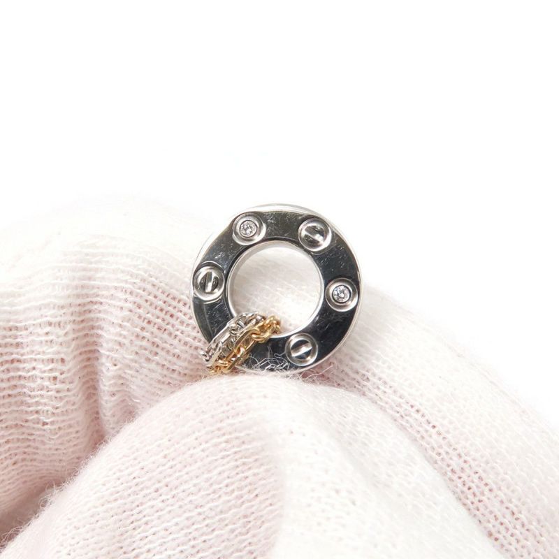 カルティエ ネックレス LOVE ネックレス ダイヤモンド 6P 計0.01ct K18PG/K18WG B7219700 ラブサークル スリーフープ ペンダント