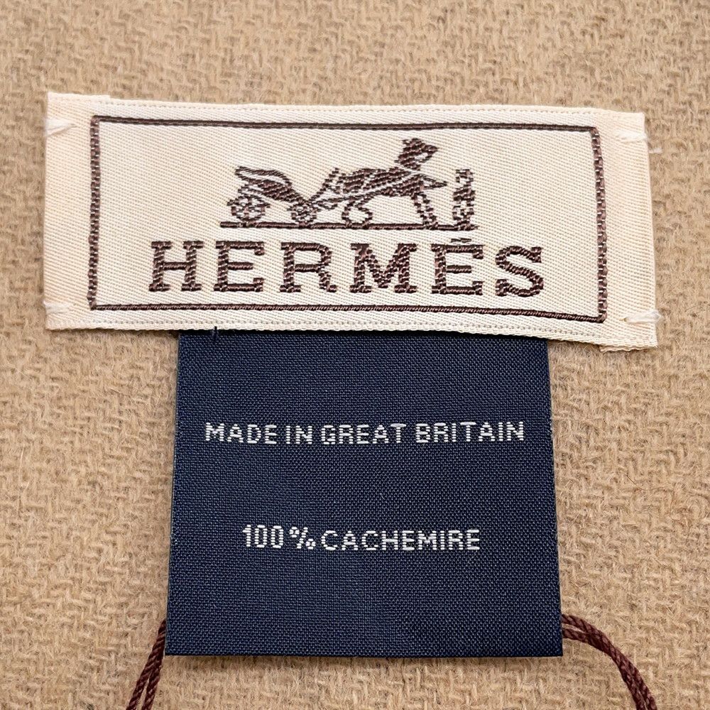 エルメス マフラー レクトヴェルソ グリ・シネ/ベージュ カシミヤ HERMES ストール メンズ
