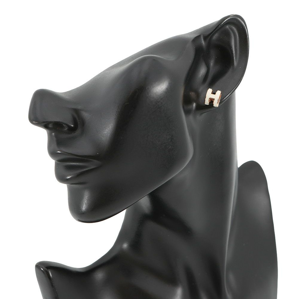 エルメス ピアス ポップアッシュ ホワイト/ピンクゴールド金具 Hモチーフ HERMES Pop H ポップH