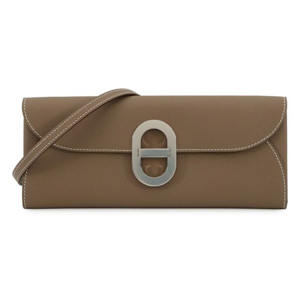 エルメス 長財布 シェーヌダンクル マイヨン トゥーゴー エトゥープ/シルバー金具 エプソン B刻印 財布