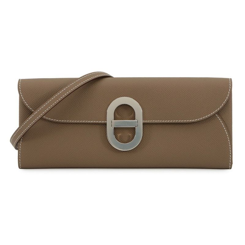 エルメス 長財布 シェーヌダンクル マイヨン トゥーゴー エトゥープ/シルバー金具 エプソン B刻印 財布