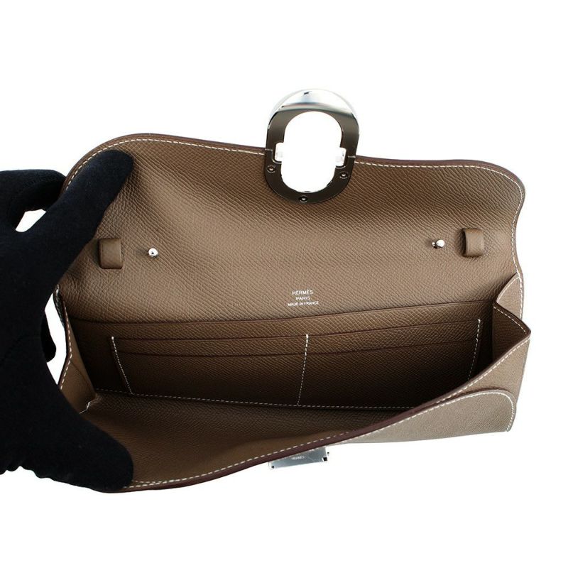 エルメス 長財布 シェーヌダンクル マイヨン トゥーゴー エトゥープ/シルバー金具 エプソン B刻印 財布