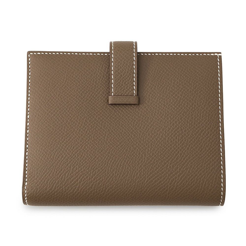 エルメス 二つ折り財布 ベアンコンパクト エトゥープ/シルバー金具 エプソン K刻印