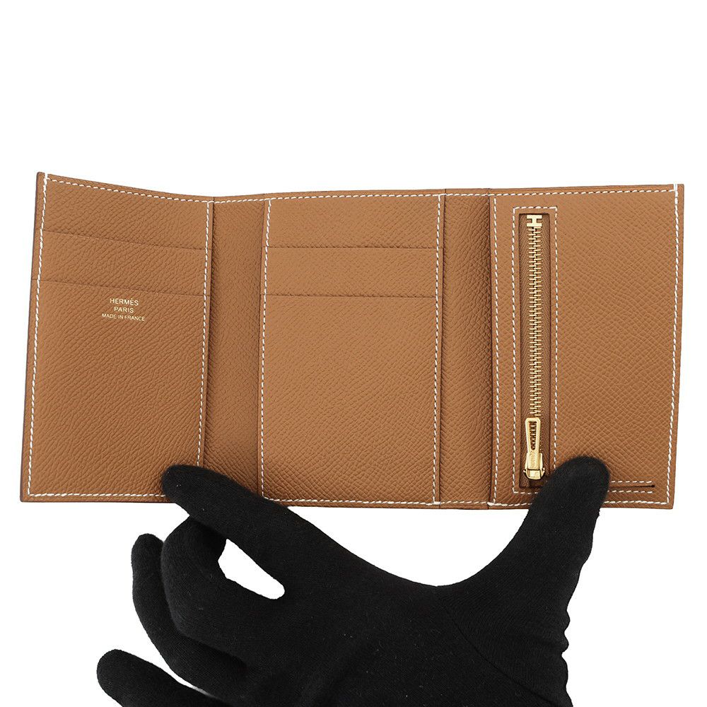 エルメス 三つ折り財布 ベアン コンビネ ゴールド/ゴールド金具 エプソン W刻印 HERMES 財布