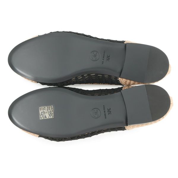 シャネル パンプス バレリーナ フラット ラフィア G38986 レディースサイズ36 G46352 CHANEL 2025春夏 黒