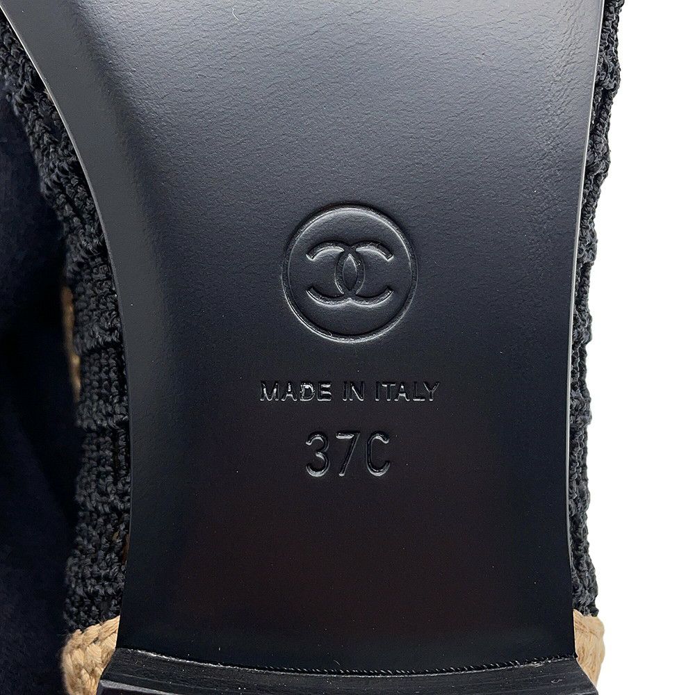 シャネル パンプス バレリーナ フラット ラフィア G38986 レディースサイズ36 G46352 CHANEL 2025春夏 黒