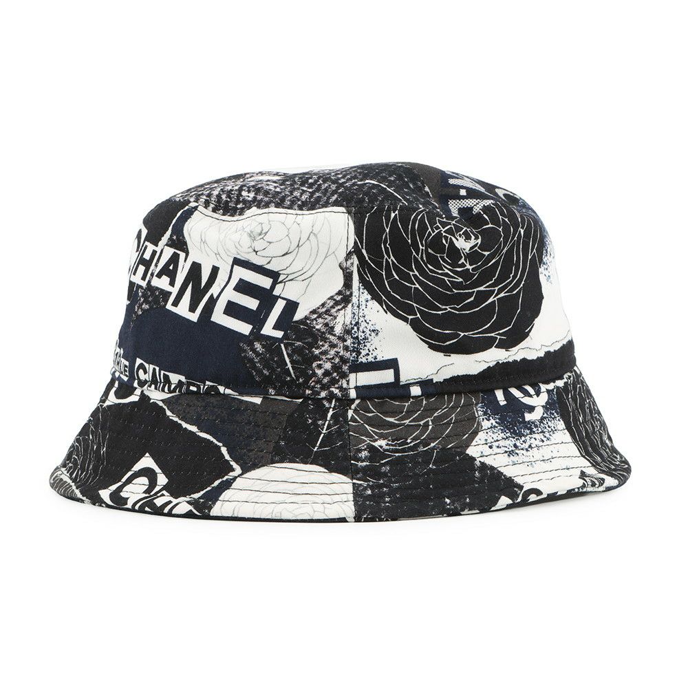 シャネル ハット カメリヤ ココマーク ロゴ コットン サイズM CHANEL 帽子 黒