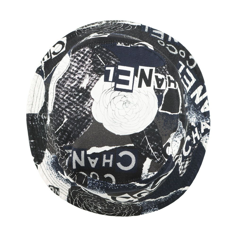 シャネル ハット カメリヤ ココマーク ロゴ コットン サイズM CHANEL 帽子 黒