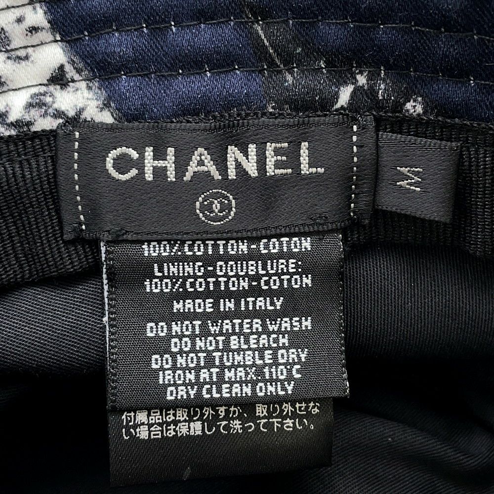 シャネル ハット カメリヤ ココマーク ロゴ コットン サイズM CHANEL 帽子 黒