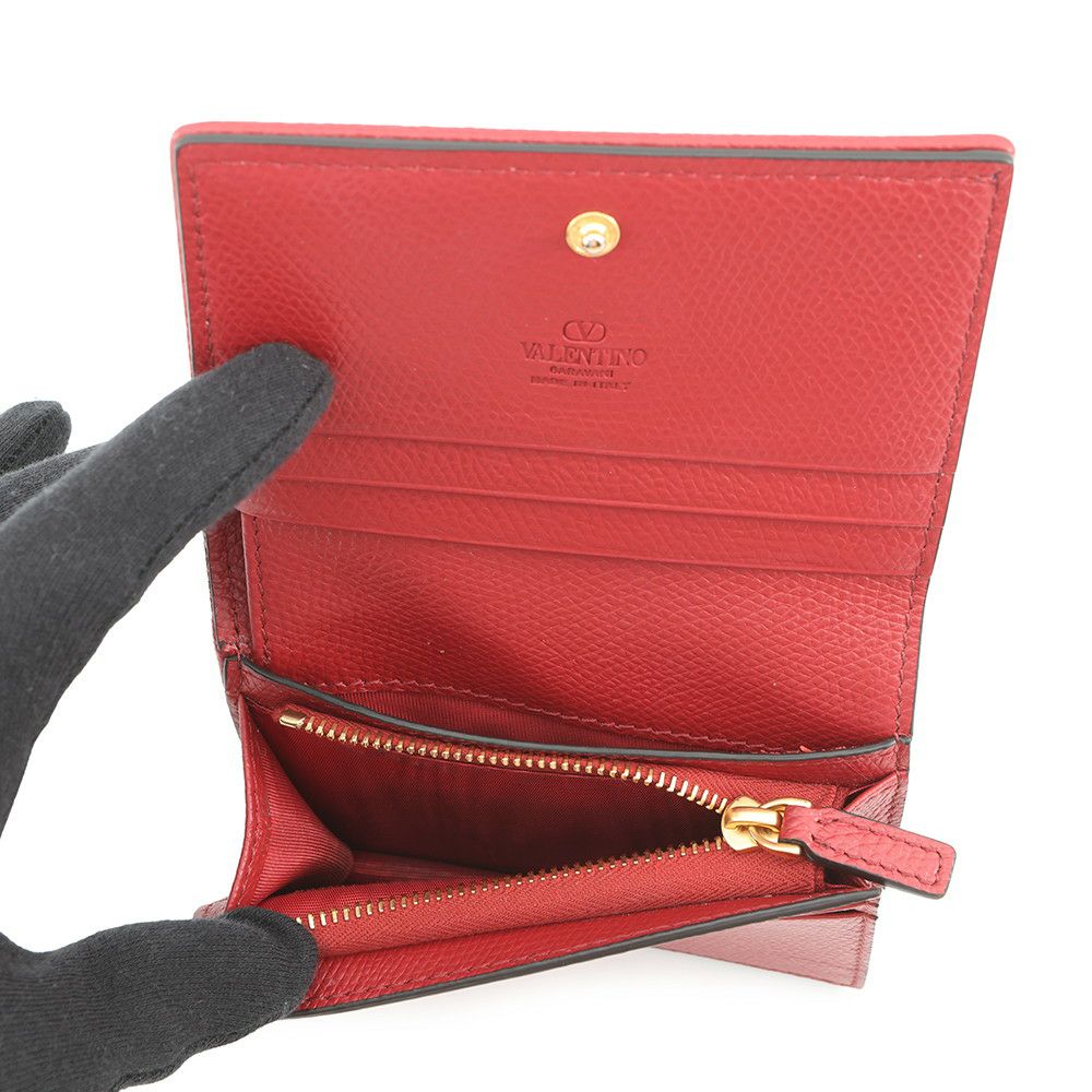 ヴァレンティノ・ガラヴァーニ 二つ折り財布 Vロゴ チェリー デニム コンパクトウォレット  7W2P0AJ3BRJ VALENTINO 財布