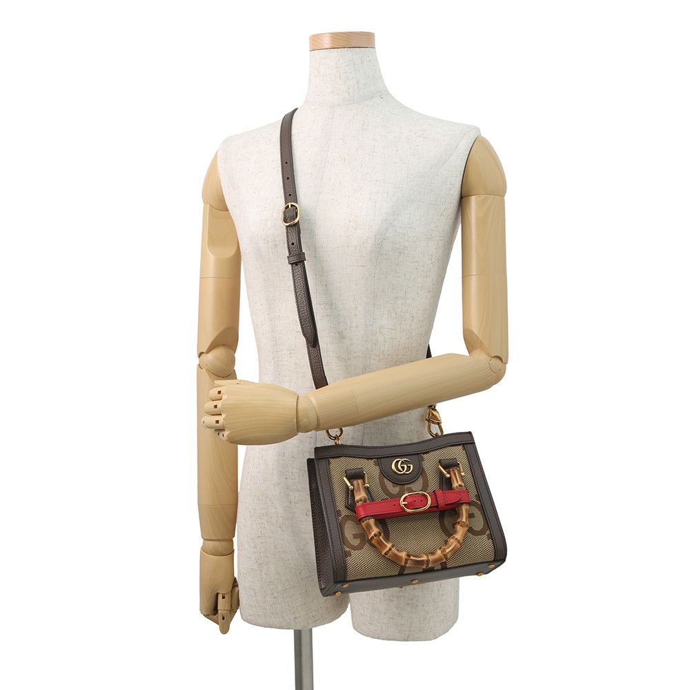 グッチ ハンドバッグ ダイアナ ミニ ジャンボGG GGキャンバス/レザー 655661 GUCCI 2wayショルダー
