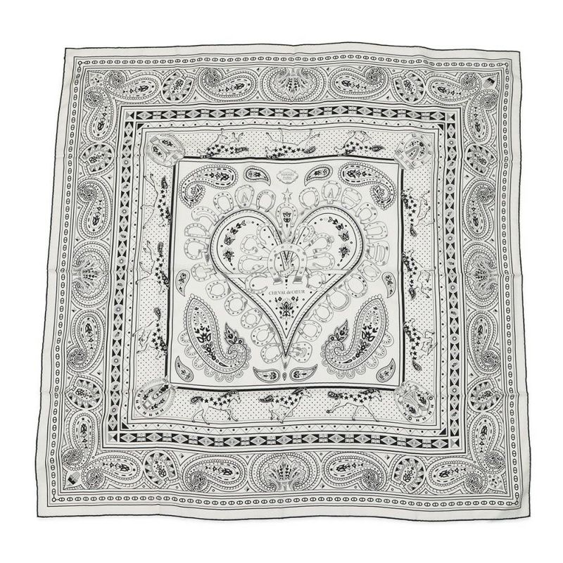 エルメス ストール カレ140 カレジェアン シュヴァル・ドゥ・クール・バンダナ CHEVAL DE COEUR BANDA