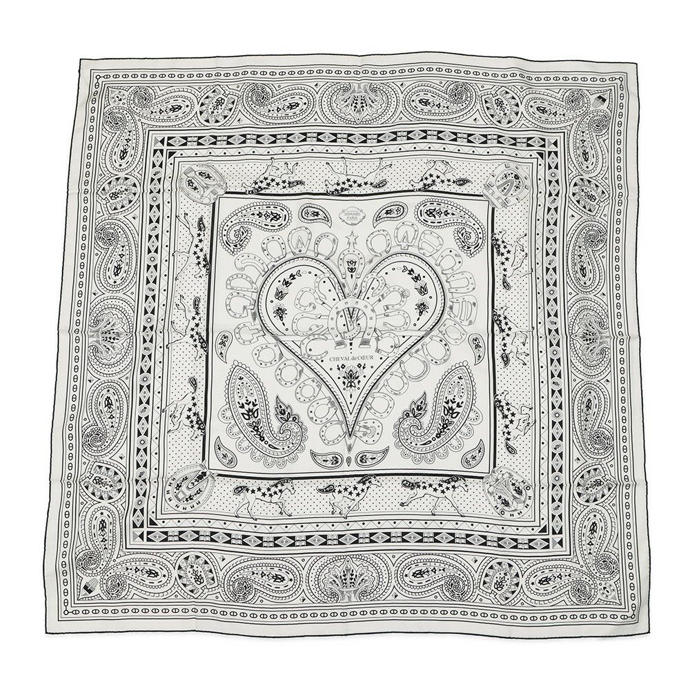 エルメス ストール カレ140 カレジェアン シュヴァル・ドゥ・クール・バンダナ CHEVAL DE COEUR BANDA