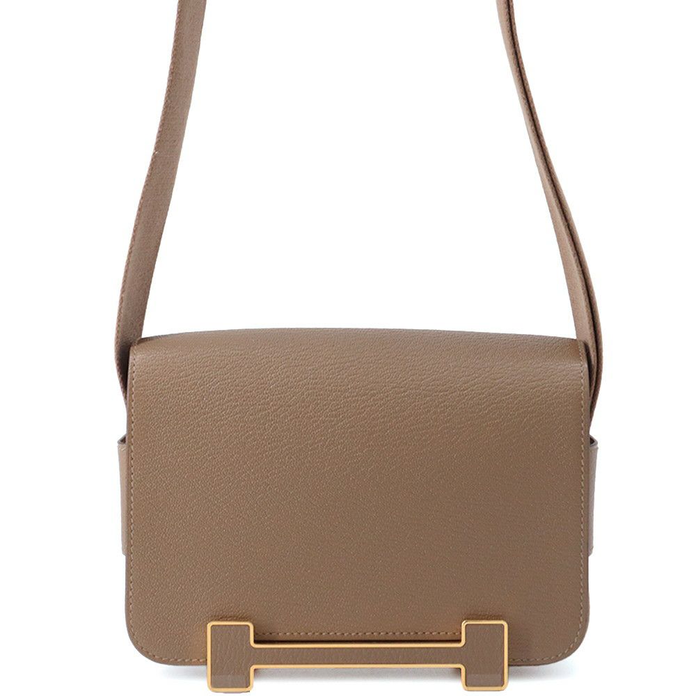 エルメス ショルダーバッグ ゲタ エトゥープ/ゴールド金具 シェブルミゾル B刻印 HERMES バッグ