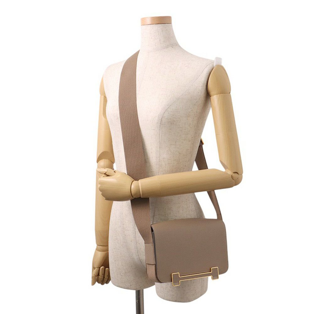 エルメス ショルダーバッグ ゲタ エトゥープ/ゴールド金具 シェブルミゾル B刻印 HERMES バッグ