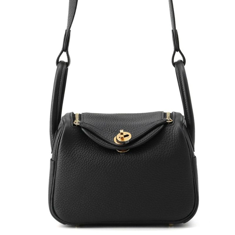 エルメス リンディ ミニ ブラック/ゴールド金具 トリヨンクレマンス K刻印 2wayショルダー 黒