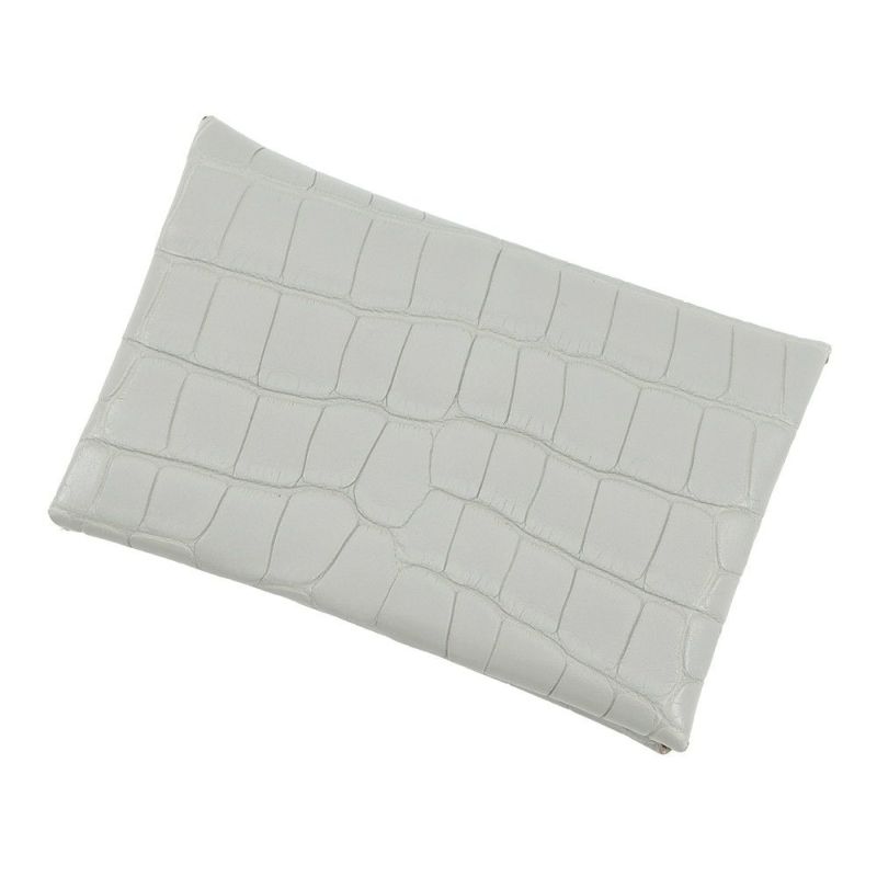 エルメス カードケース カルヴィ パールグレー アリゲーターマット B刻印 HERMES 名刺入れ