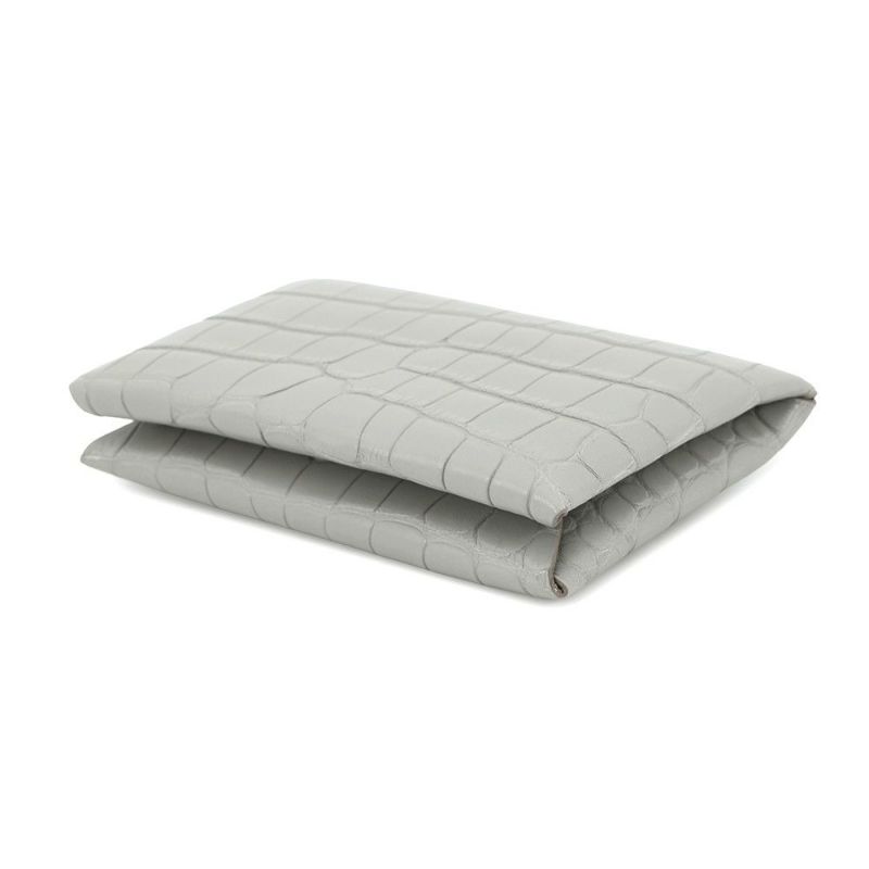 エルメス カードケース カルヴィ パールグレー アリゲーターマット B刻印 HERMES 名刺入れ