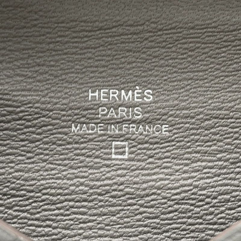 エルメス カードケース カルヴィ パールグレー アリゲーターマット B刻印 HERMES 名刺入れ