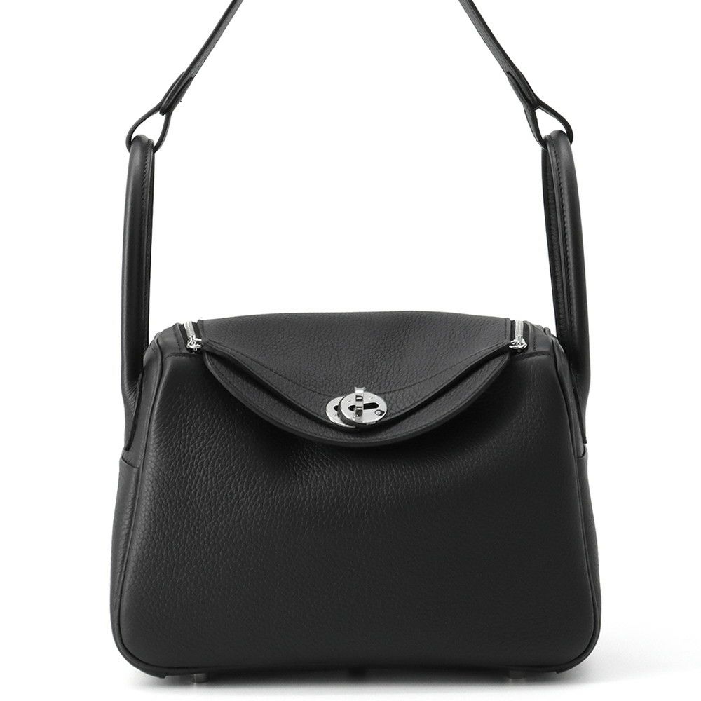 エルメス ハンドバッグ リンディ26  ブラック/シルバー金具 トリヨンクレマンス K刻印 2wayショルダー 黒