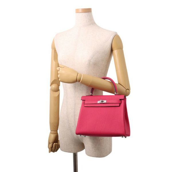 エルメス ハンドバッグ ケリー25 内縫い ローズメキシコ/シルバー金具 トゴ K刻印 2wayショルダー