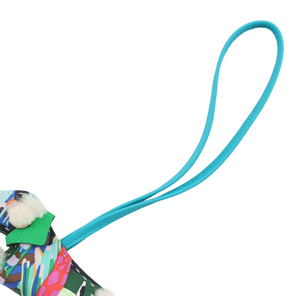 エルメス バッグチャーム バディ アロハ ブルーイドラ/ヴェールコミック ラムスキン/ムートン B刻印