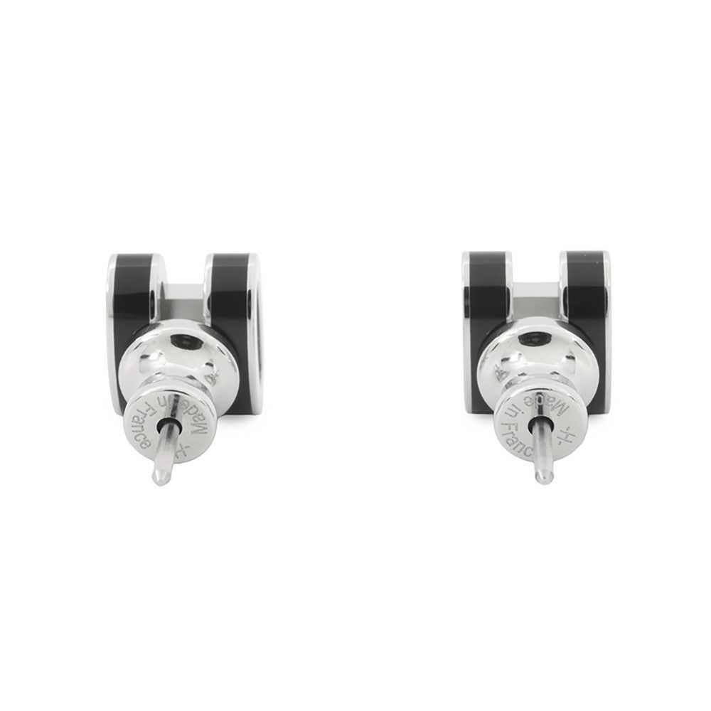 エルメス ピアス ミニ・ポップアッシュ ブラック/シルバー金具 Hモチーフ HERMES Pop H ポップH 黒