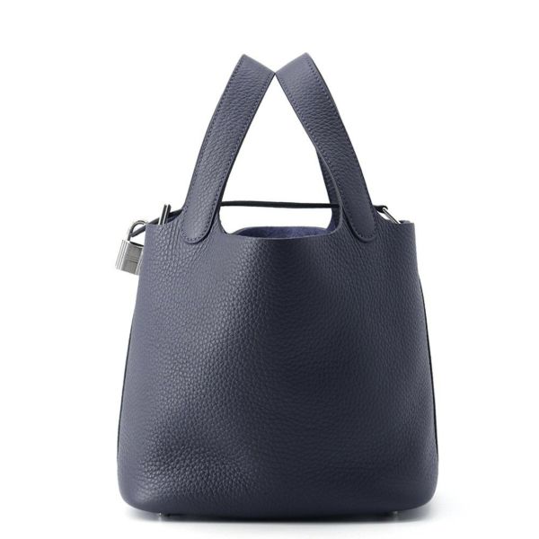 エルメス ハンドバッグ ピコタンロックPM ブルーニュイ/シルバー金具 トリヨンクレマンス K刻印