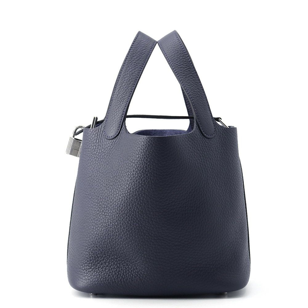 エルメス ハンドバッグ ピコタンロックPM ブルーニュイ/シルバー金具 トリヨンクレマンス K刻印