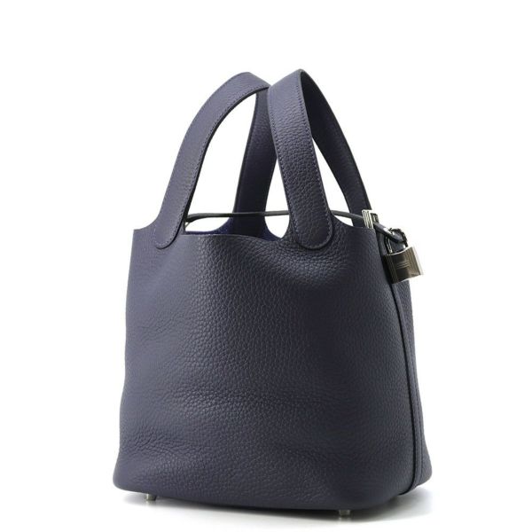 エルメス ハンドバッグ ピコタンロックPM ブルーニュイ/シルバー金具 トリヨンクレマンス K刻印