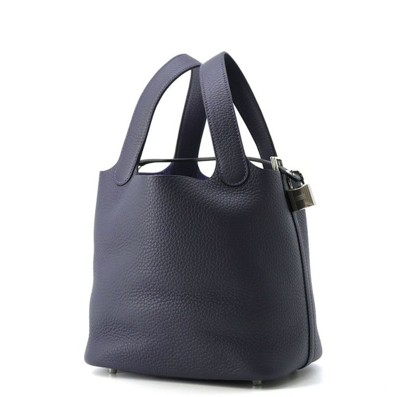 エルメス ハンドバッグ ピコタンロックPM ブルーニュイ/シルバー金具 トリヨンクレマンス K刻印