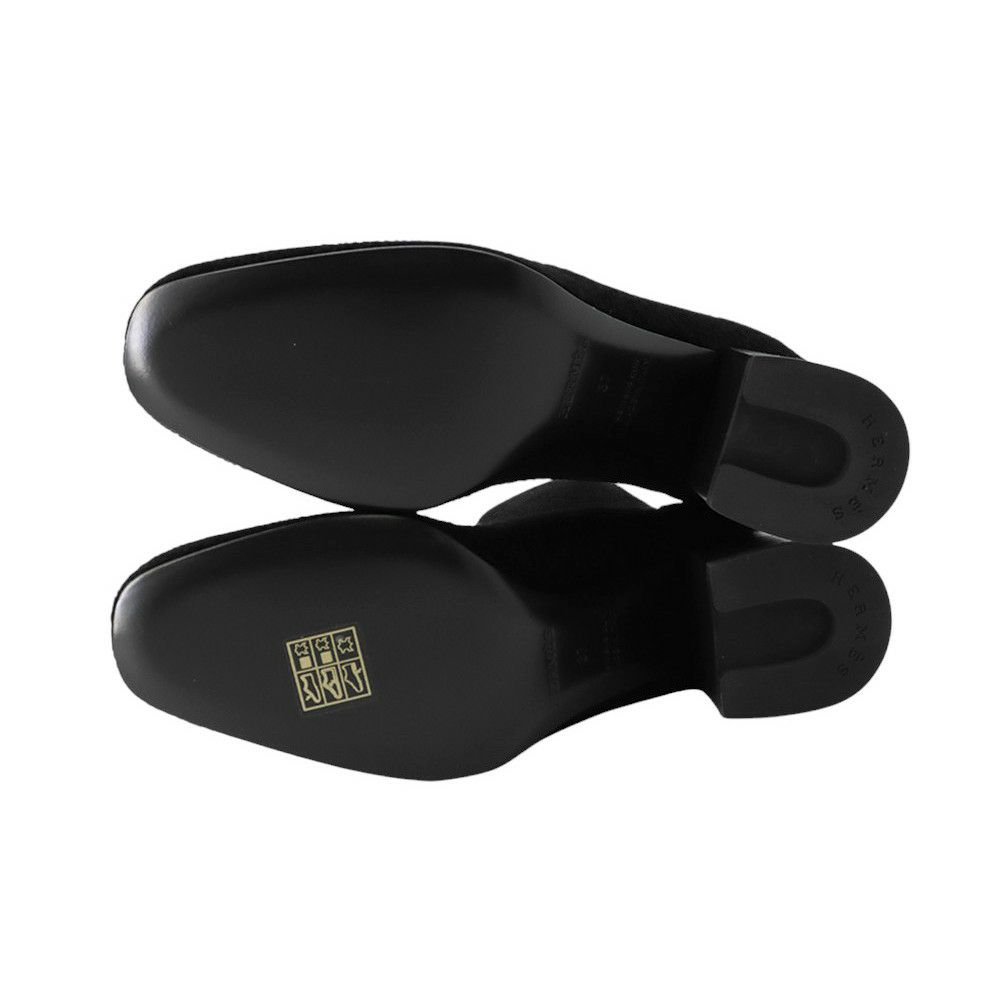 エルメス ショートブーツ ジェナ60 ニットシュニ―ル/カーフレザー レディースサイズ37 HERMES 靴 黒