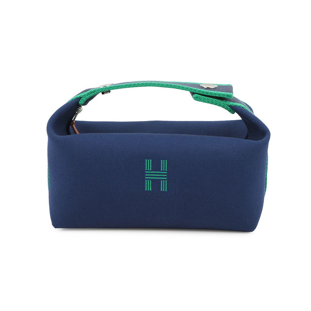 エルメス ポーチ ブリッド・ア・ブラックPM マリン/シルバー金具 キャンバス HERMES 小物入れ
