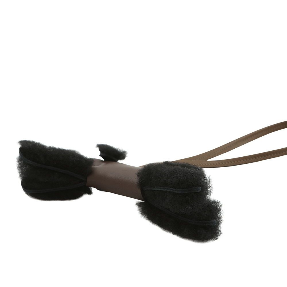 エルメス バッグチャーム バディ ショコラ/ブラック/エトゥープ ラムスキン/ムートン W刻印