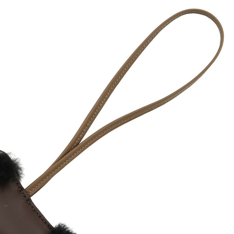 エルメス バッグチャーム バディ ショコラ/ブラック/エトゥープ ラムスキン/ムートン W刻印