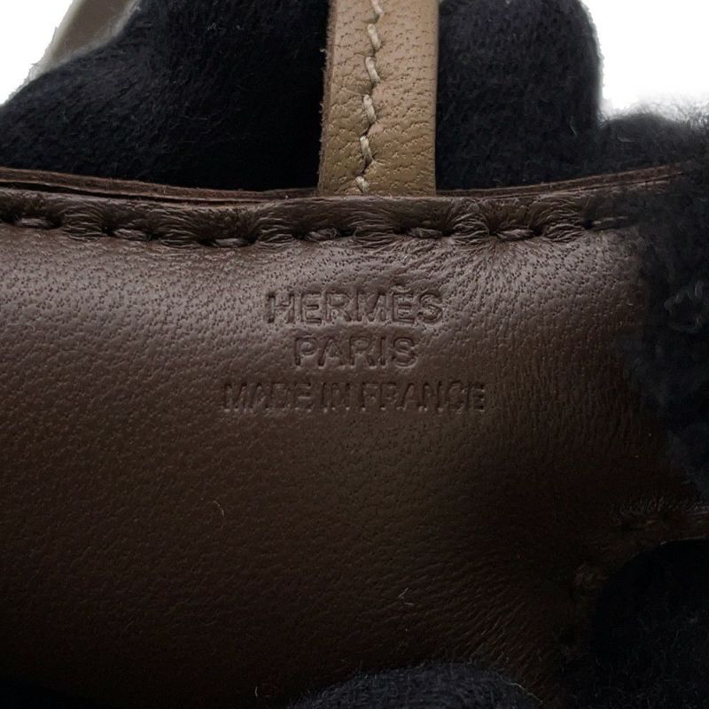 エルメス バッグチャーム バディ ショコラ/ブラック/エトゥープ ラムスキン/ムートン W刻印