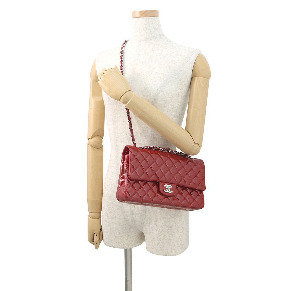 シャネル チェーンショルダーバッグ マトラッセ25 ココマーク ダブルチェーン エナメル パテント A01112 CHANEL