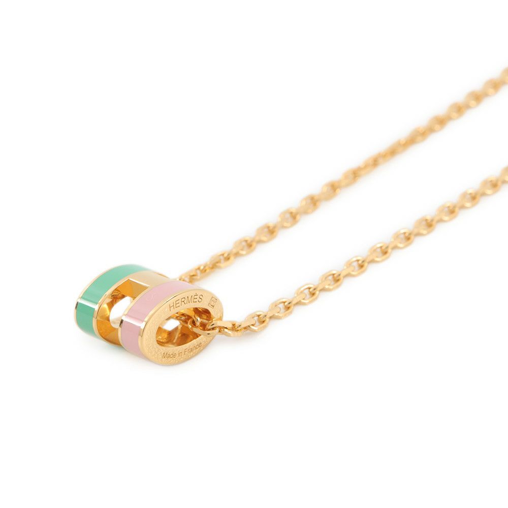 エルメス ネックレス ミニ・ポップアッシュ ロカバール マラバル ヴェール/ローズ/ゴールド金具 HERMES アクセサリー