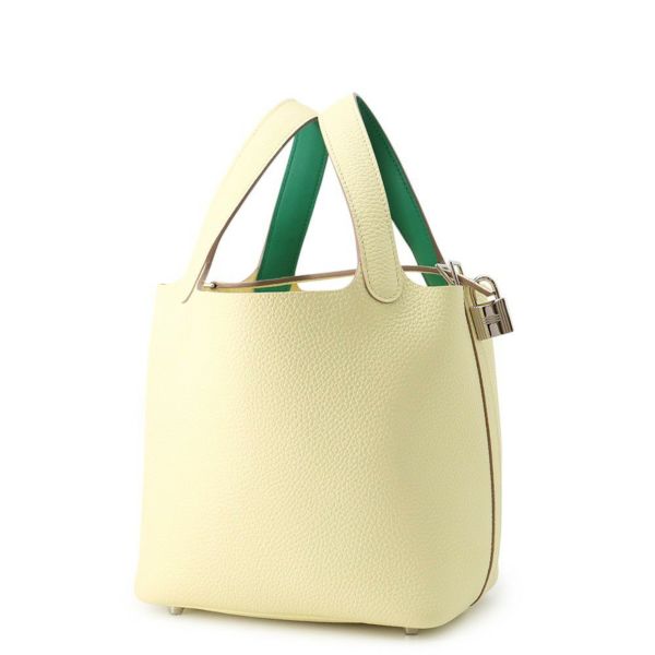 エルメス ピコタンロックPM エクラ ジョーヌミルトン/ヴェールヴェルティゴ/シルバー金具 トリヨンクレマンス B刻印