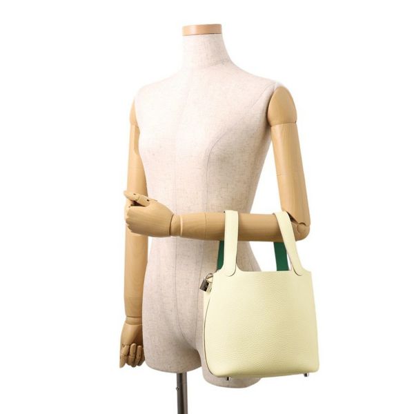 エルメス ピコタンロックPM エクラ ジョーヌミルトン/ヴェールヴェルティゴ/シルバー金具 トリヨンクレマンス B刻印