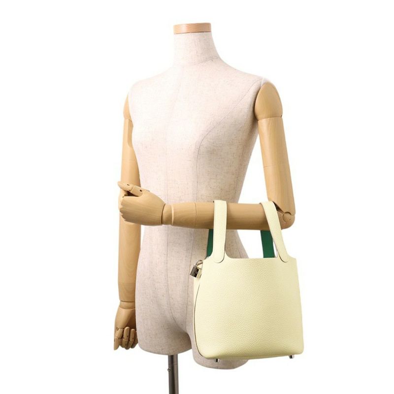 エルメス ピコタンロックPM エクラ ジョーヌミルトン/ヴェールヴェルティゴ/シルバー金具 トリヨンクレマンス B刻印