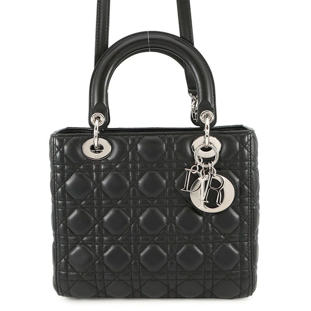 クリスチャン・ディオール ハンドバッグ レディディオール ミディアム ラムスキン CAL44551 Christian Dior 2way 黒
