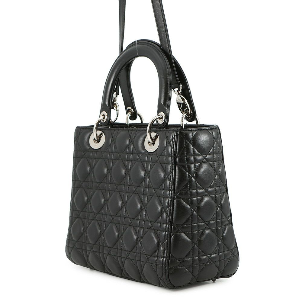 クリスチャン・ディオール ハンドバッグ レディディオール ミディアム ラムスキン CAL44551 Christian Dior 2way 黒